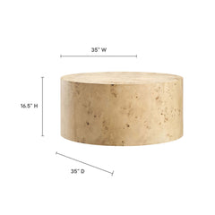 Cosmos Natural 35" Round Burl Wood Coffee Table - Ornate Home