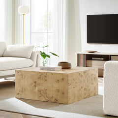 Cosmos Natural 36" Square Burl Wood Coffee Table - Ornate Home