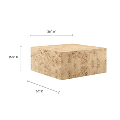 Cosmos Natural 36" Square Burl Wood Coffee Table - Ornate Home