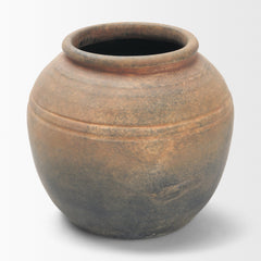 Cotto Brown Weathered Round Terracotta Vase - Ornate Home
