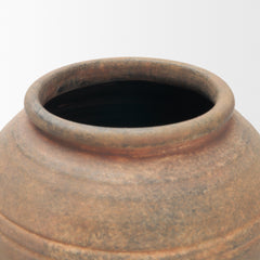 Cotto Brown Weathered Round Terracotta Vase - Ornate Home