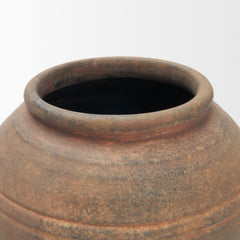 Cotto Brown Weathered Round Terracotta Vase - Ornate Home