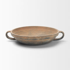 Cotto Rusty Brown Round with Handles Weathered Terracotta Decorative Bowl - Ornate Home
