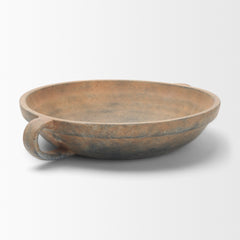 Cotto Rusty Brown Round with Handles Weathered Terracotta Decorative Bowl - Ornate Home