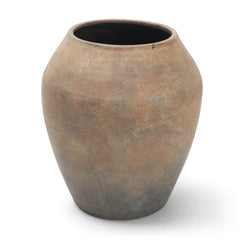 Cotto Taupe Two Tone Wide Mouth Weathered Terracotta Urn Vase - Ornate Home