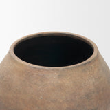 Cotto Taupe Two Tone Wide Mouth Weathered Terracotta Urn Vase - Ornate Home