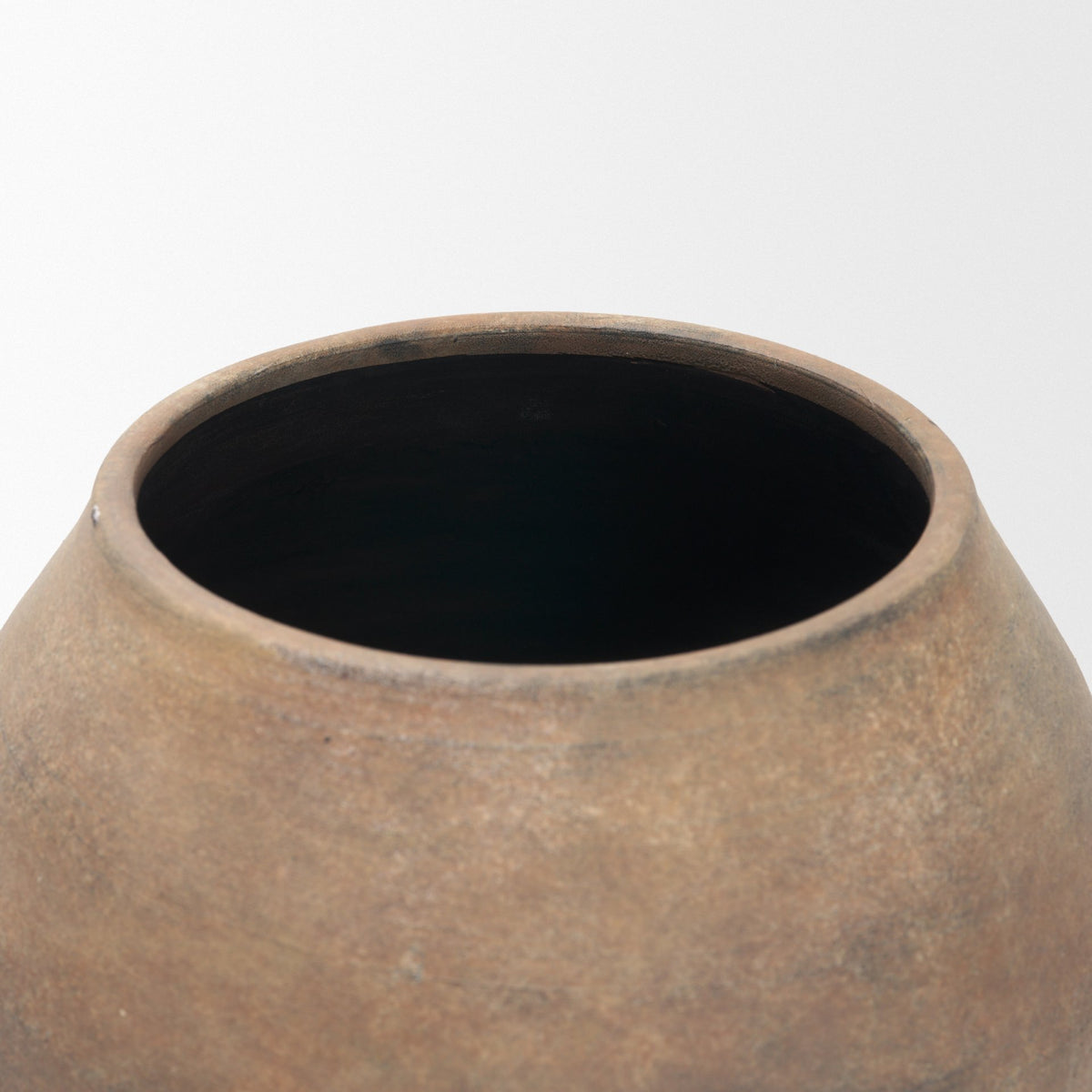Cotto Taupe Two Tone Wide Mouth Weathered Terracotta Urn Vase - Ornate Home