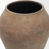 Cotto Taupe Two Tone Wide Mouth Weathered Terracotta Urn Vase - Ornate Home