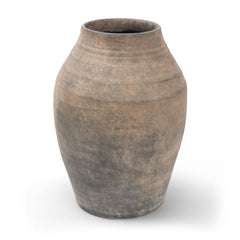 Cotto Taupe Weathered Wide Mouth Terracotta Urn Vase - Ornate Home