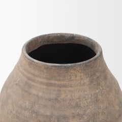 Cotto Taupe Weathered Wide Mouth Terracotta Urn Vase - Ornate Home