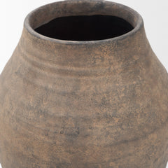 Cotto Taupe Weathered Wide Mouth Terracotta Urn Vase - Ornate Home