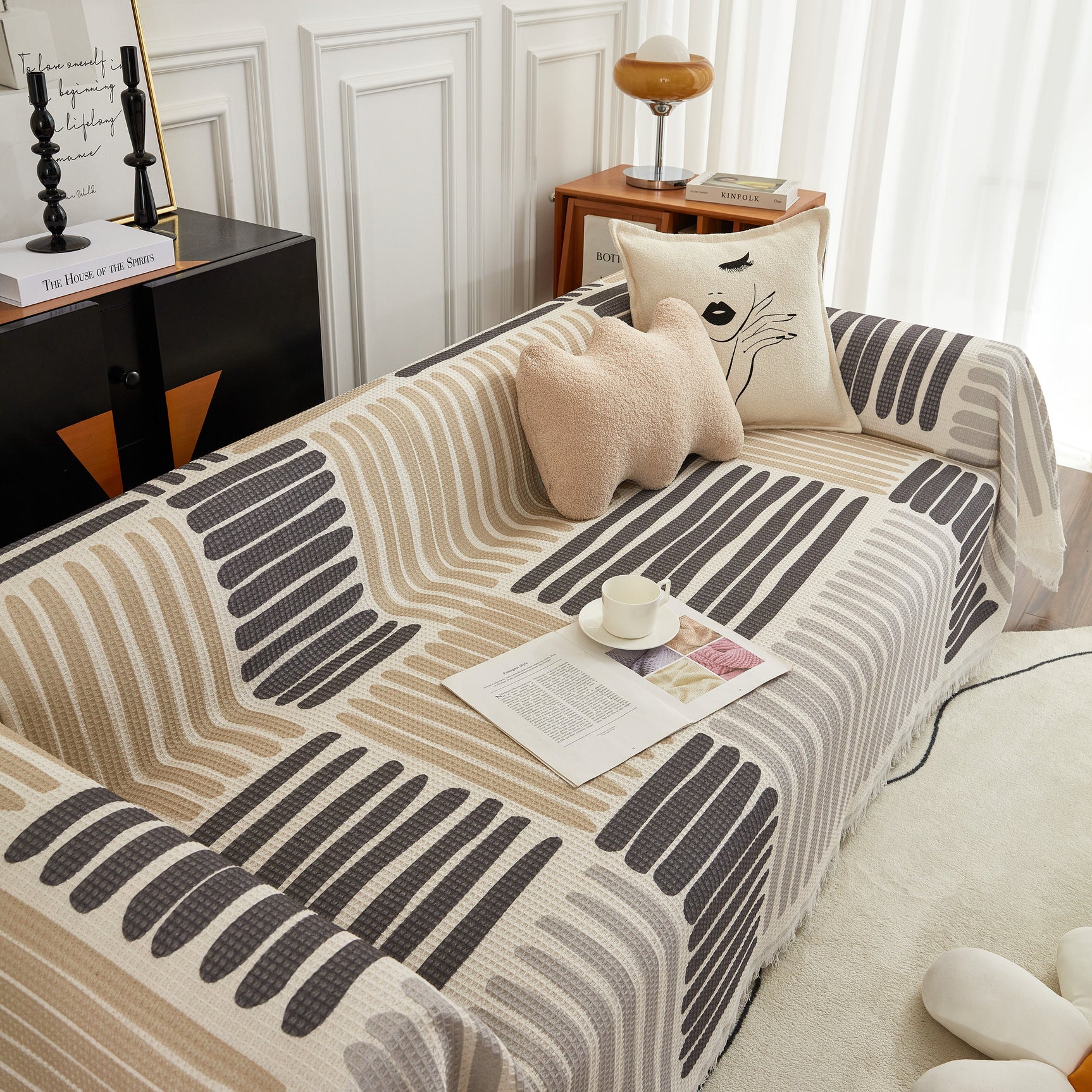 Cotton Sofa Blanket Cover, Throw Blanket Couch Protector, Extra Large Blanket to Cover Couch - Ornate Home