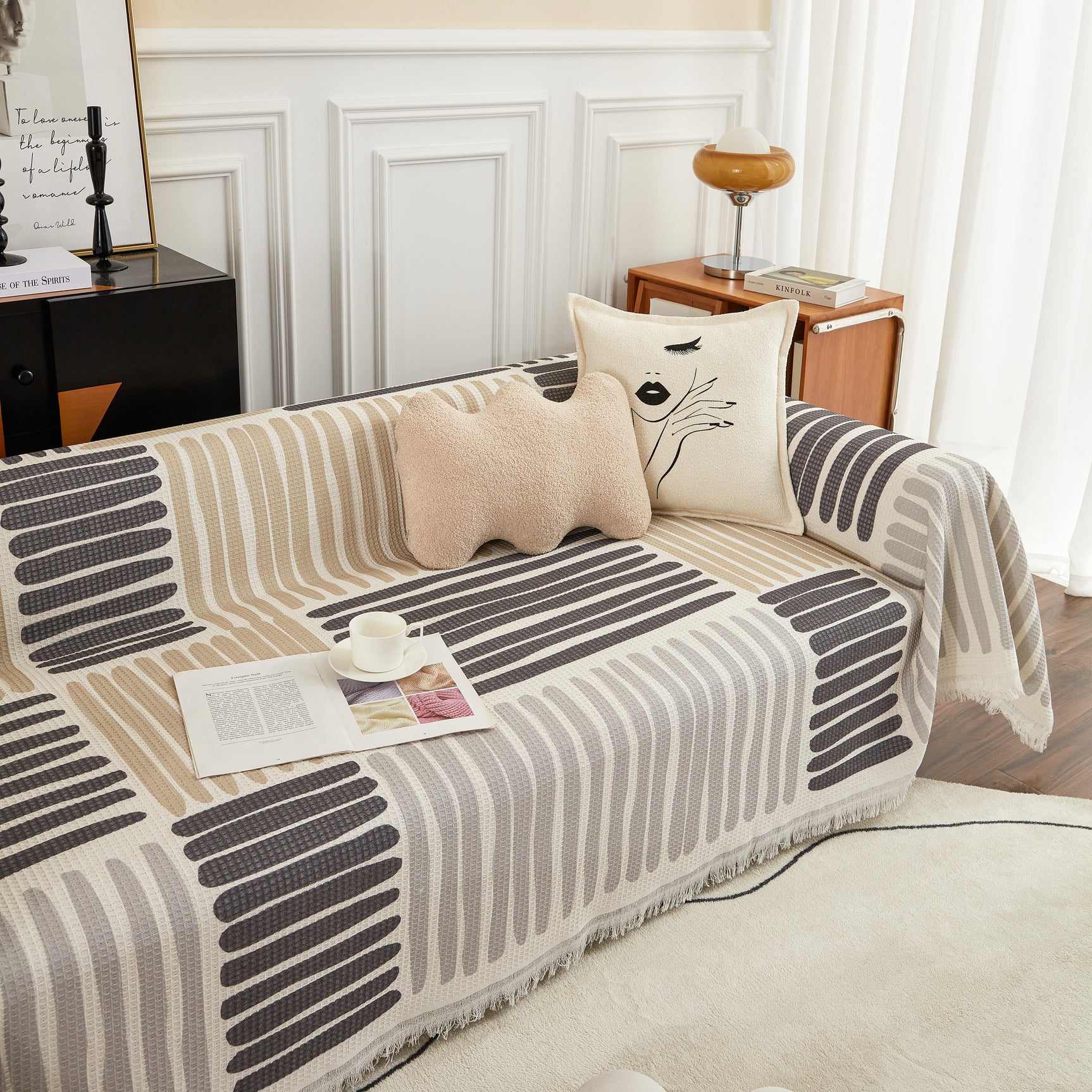 Cotton Sofa Blanket Cover, Throw Blanket Couch Protector, Extra Large Blanket to Cover Couch - Ornate Home