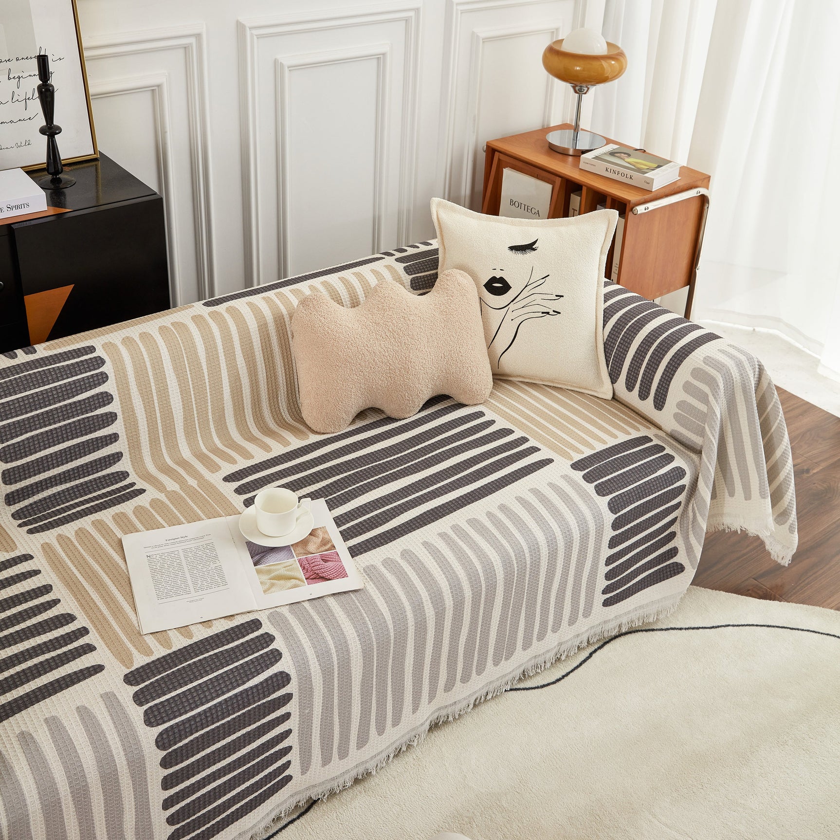 Cotton Sofa Blanket Cover, Throw Blanket Couch Protector, Extra Large Blanket to Cover Couch - Ornate Home