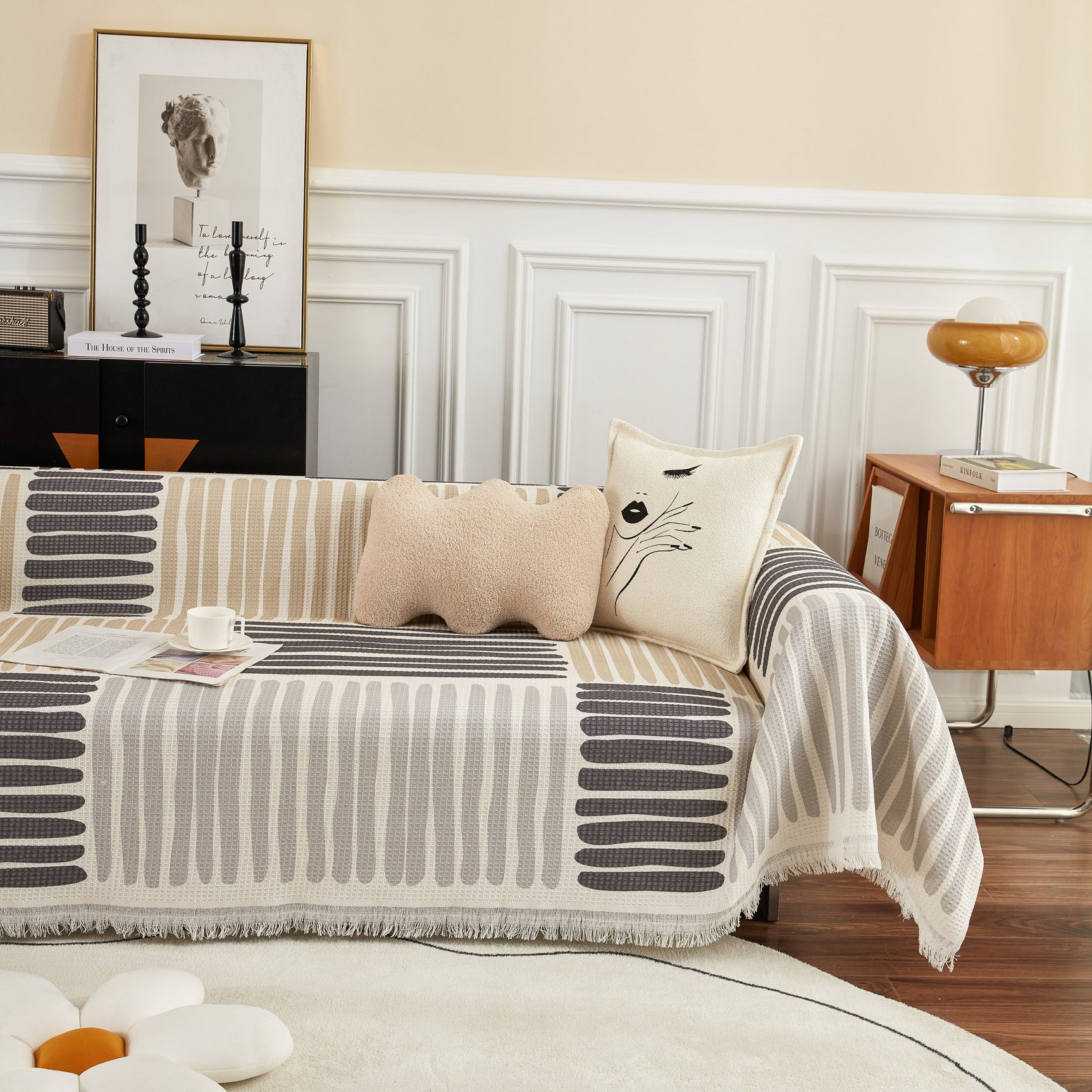 Cotton Sofa Blanket Cover, Throw Blanket Couch Protector, Extra Large Blanket to Cover Couch - Ornate Home