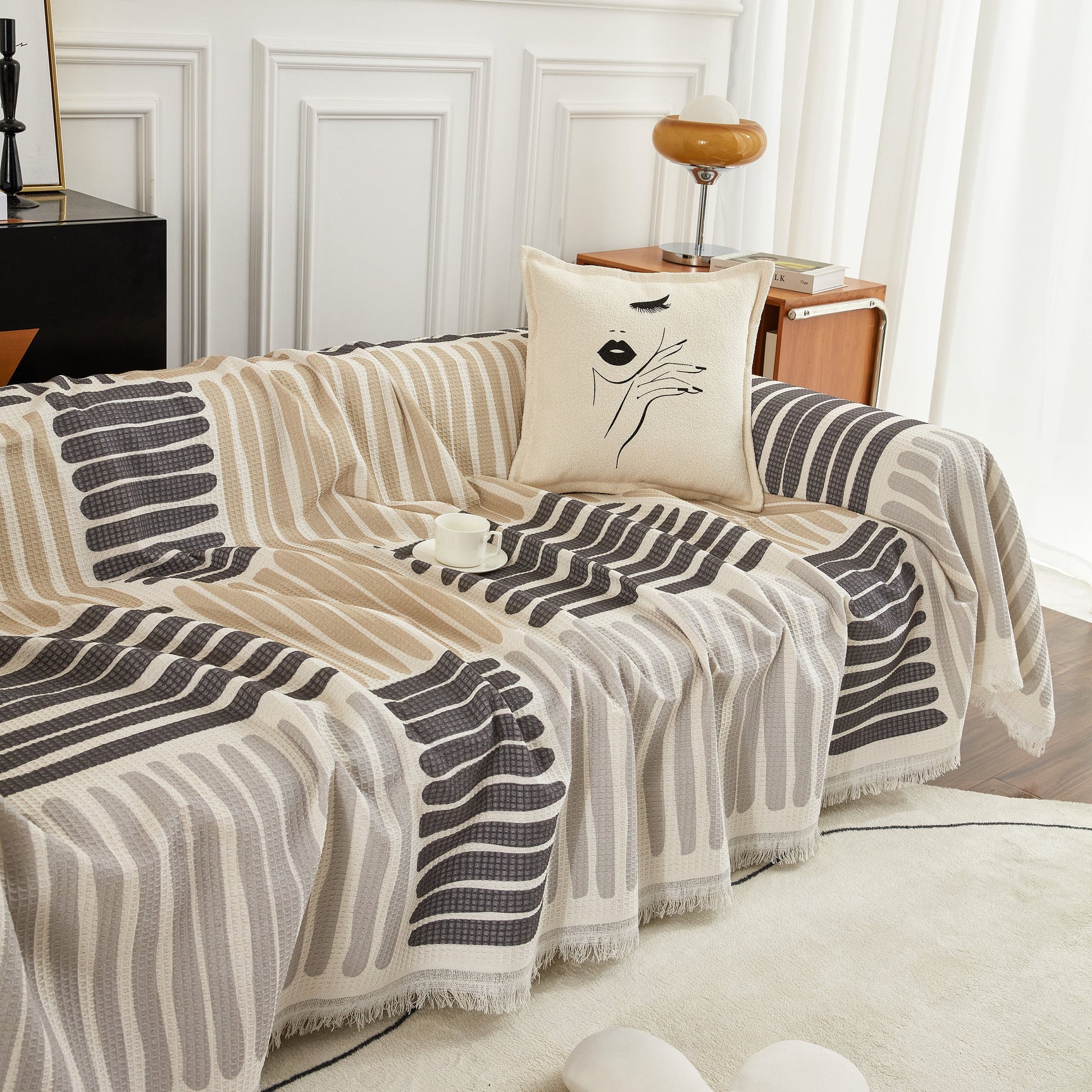 Cotton Sofa Blanket Cover, Throw Blanket Couch Protector, Extra Large Blanket to Cover Couch - Ornate Home