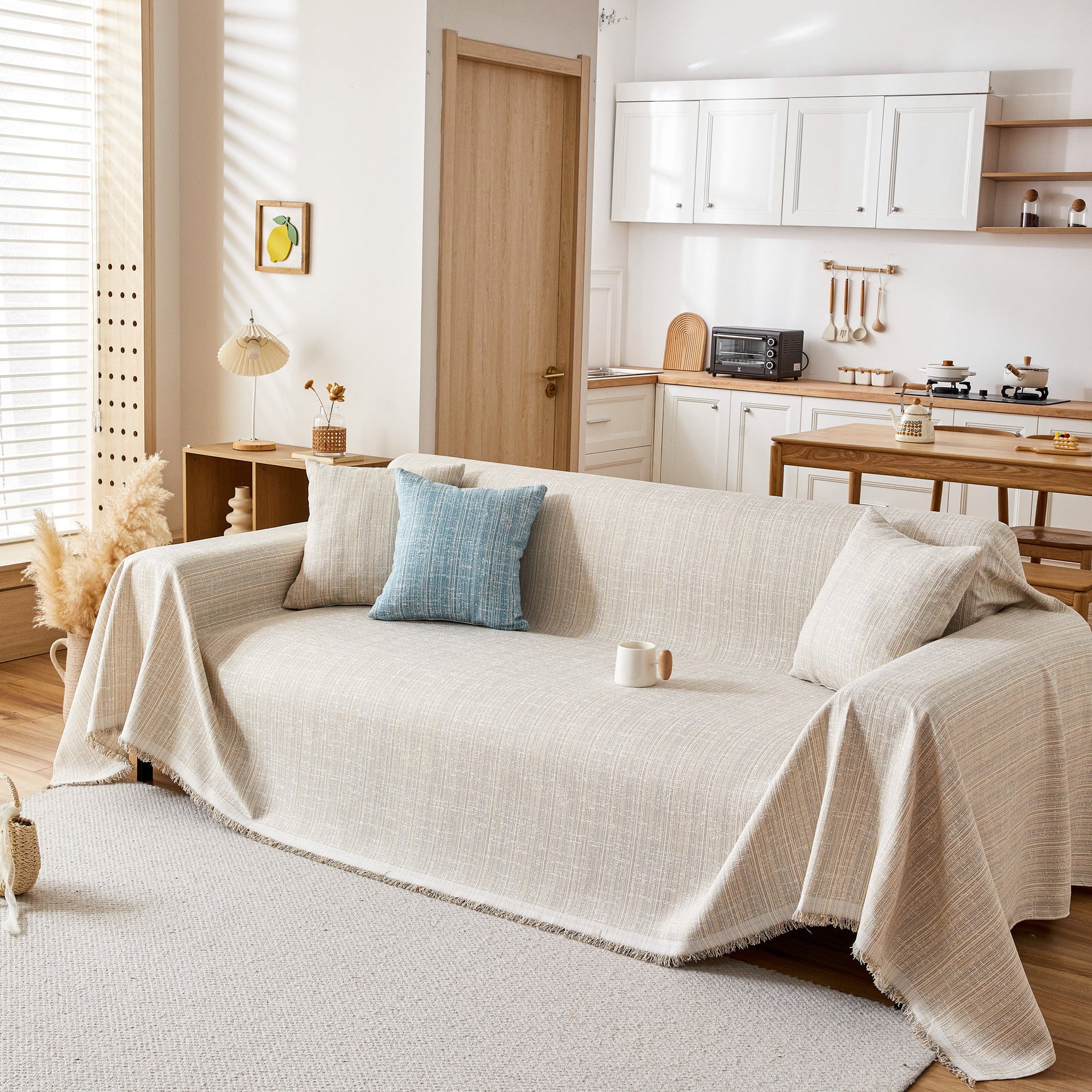 Couch Cover Blanket Couch Covers for Most Shape Sofas Washable Durable Sofa Throw Cover with Tassels - Ornate Home