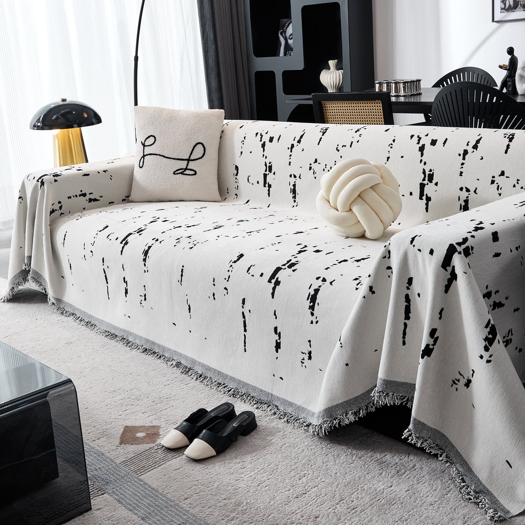 Couch Cover Reversible Chenille Sofa Slipcover for Sectional Multi-Use Decorative Couch Protector - Ornate Home