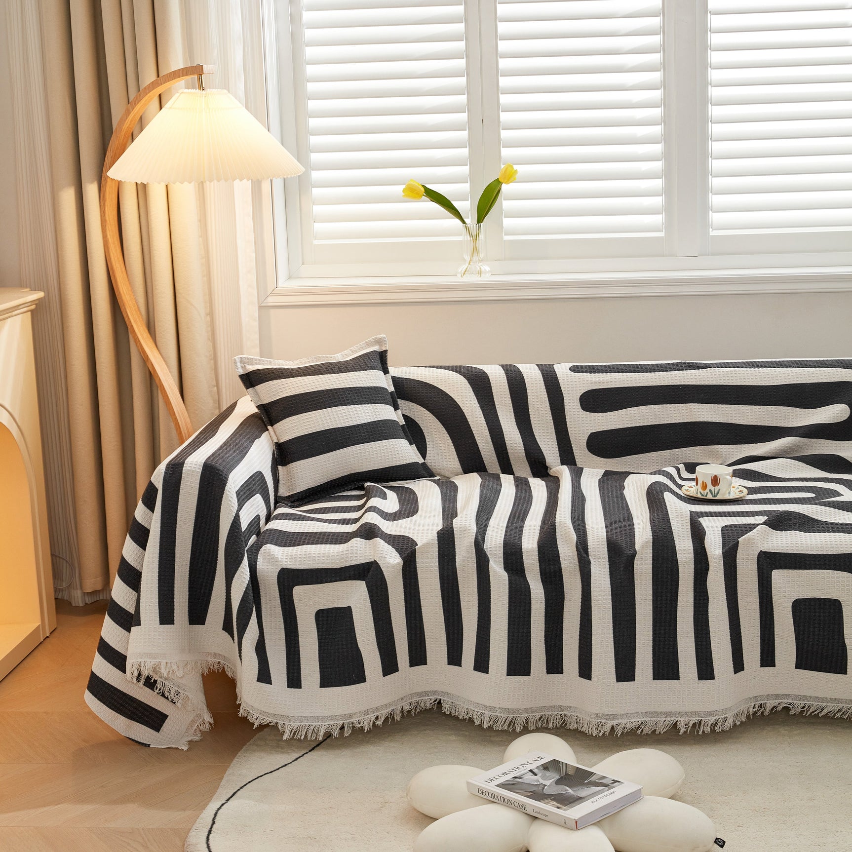 Couch Cover for Most Shape Sofas, Waffle Lattice Sofa Cover Throw, Washable Furniture Covers for Pets - Ornate Home