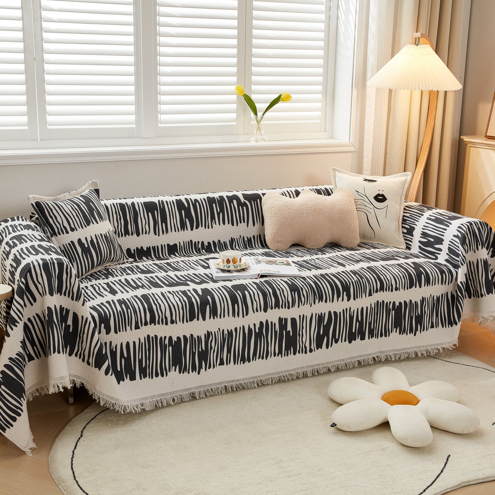 Couch Cover for Most Shape Sofas, Waffle Lattice Sofa Cover Throw, Washable Furniture Covers for Pets - Ornate Home