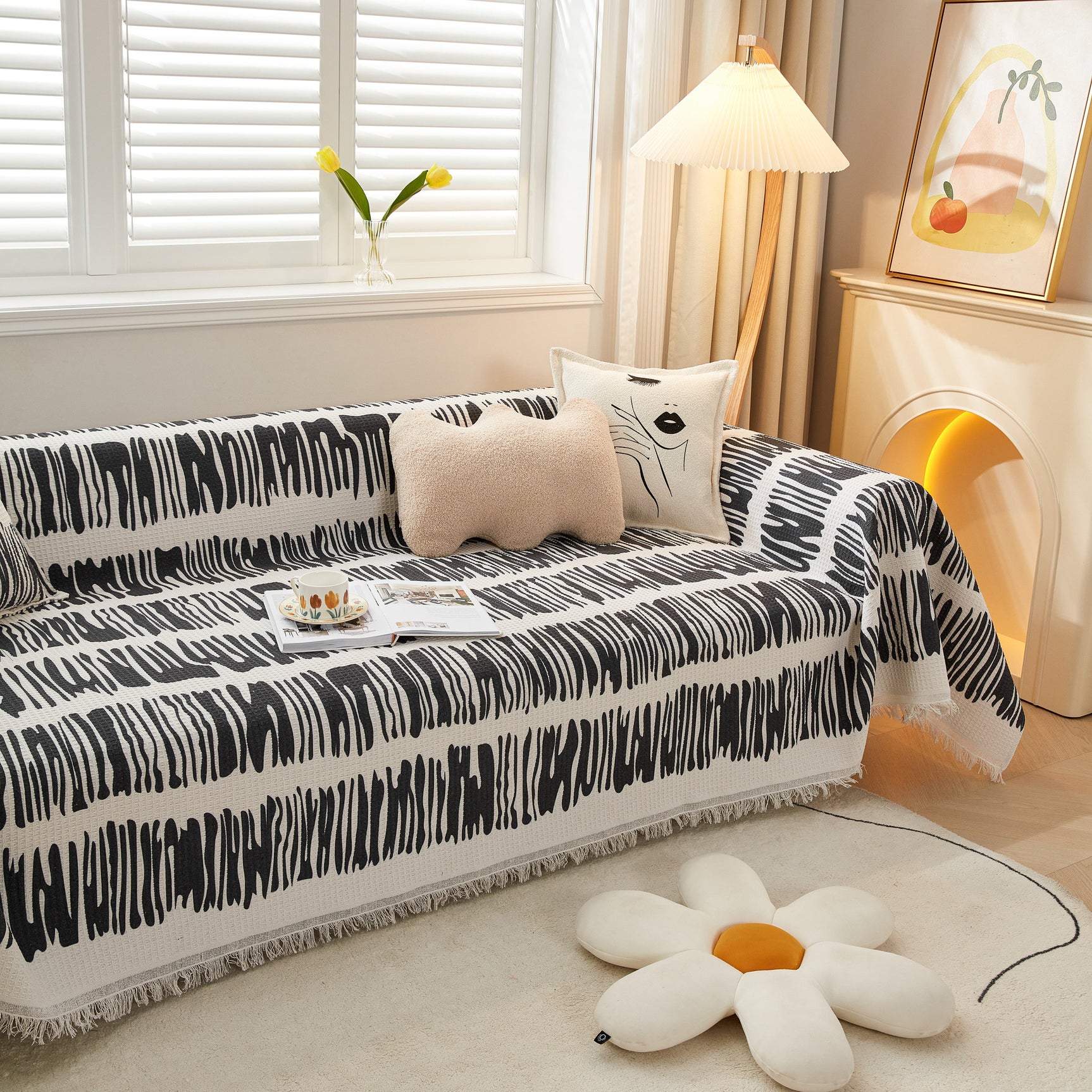 Couch Cover for Most Shape Sofas, Waffle Lattice Sofa Cover Throw, Washable Furniture Covers for Pets - Ornate Home