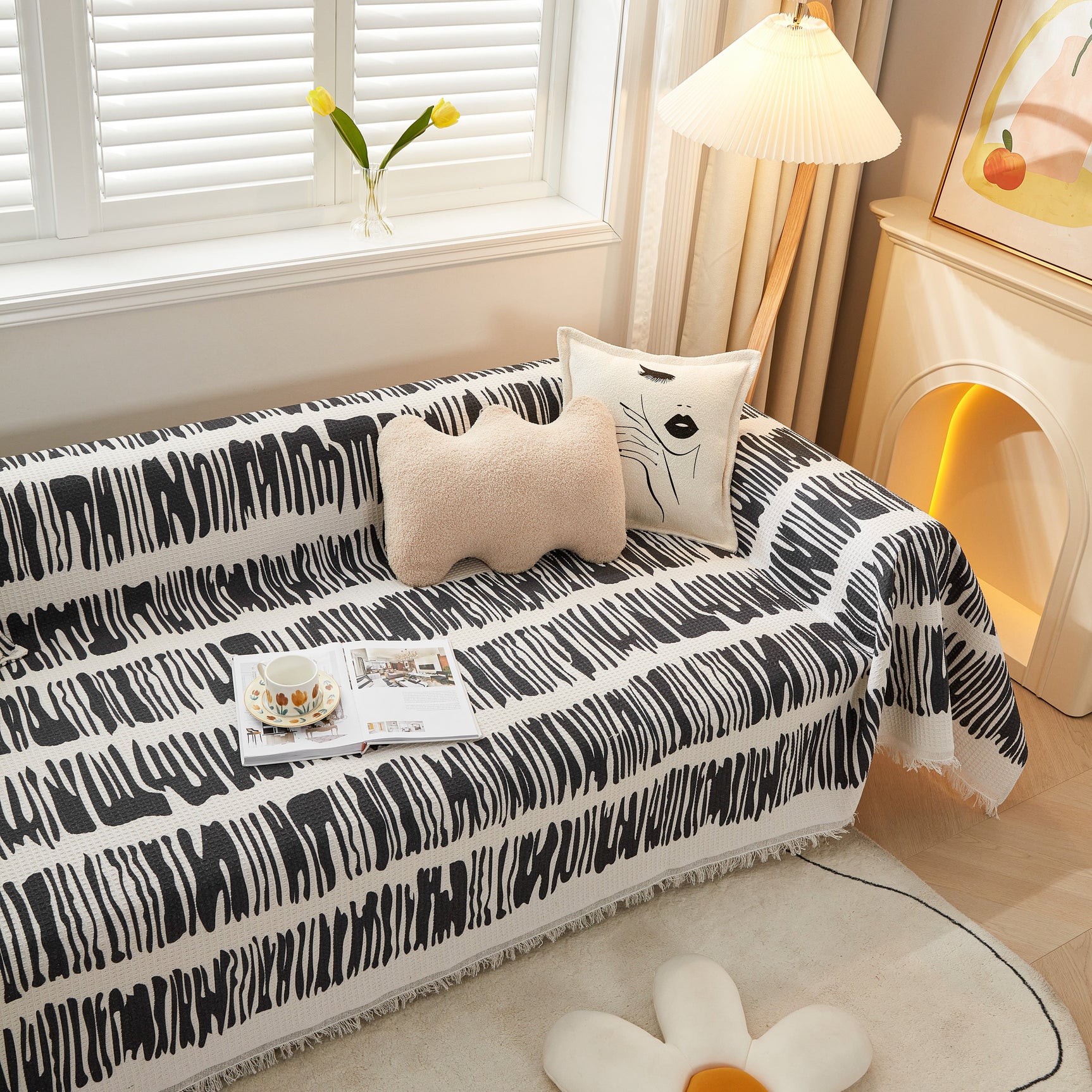 Couch Cover for Most Shape Sofas, Waffle Lattice Sofa Cover Throw, Washable Furniture Covers for Pets - Ornate Home