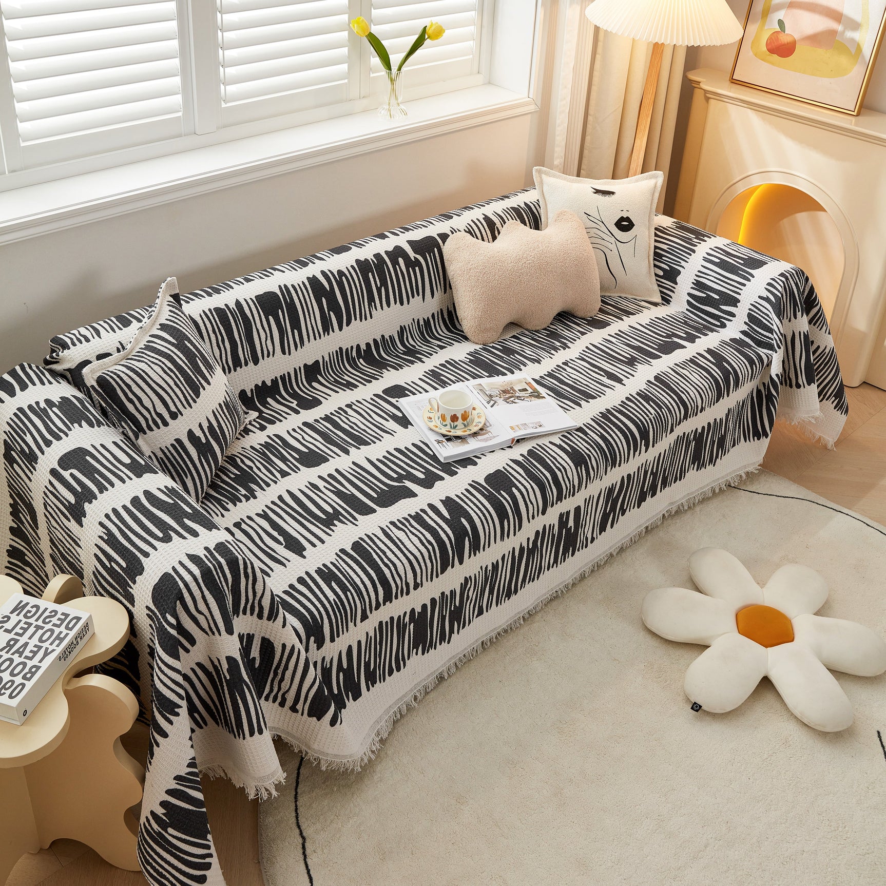 Couch Cover for Most Shape Sofas, Waffle Lattice Sofa Cover Throw, Washable Furniture Covers for Pets - Ornate Home