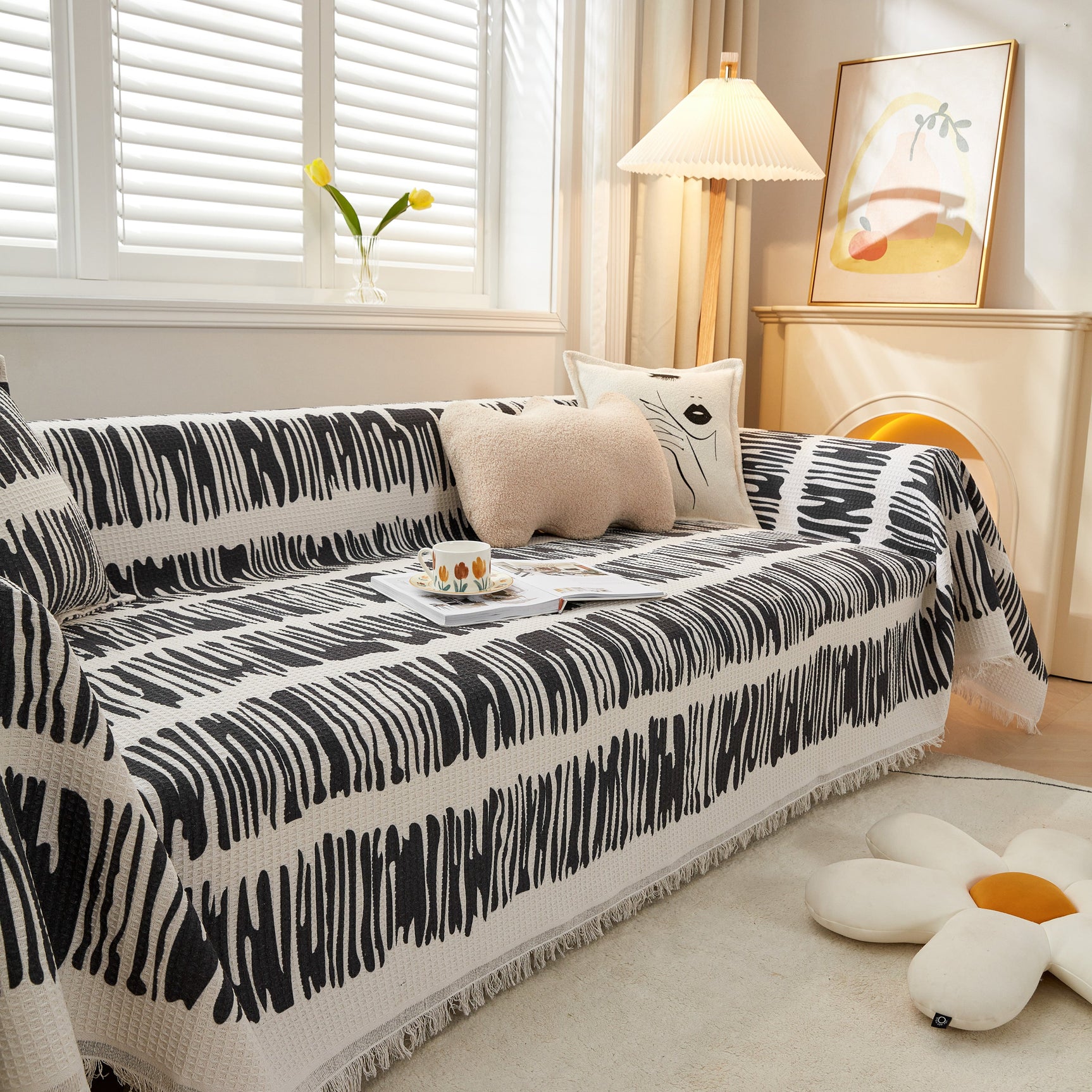 Couch Cover for Most Shape Sofas, Waffle Lattice Sofa Cover Throw, Washable Furniture Covers for Pets - Ornate Home