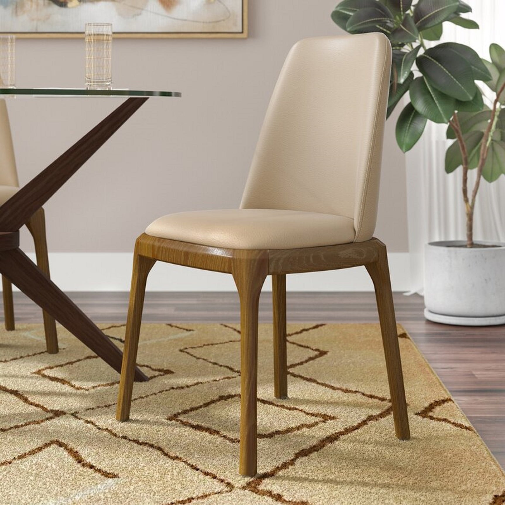 Courding Dining Chair in Tan and Walnut - Ornate Home