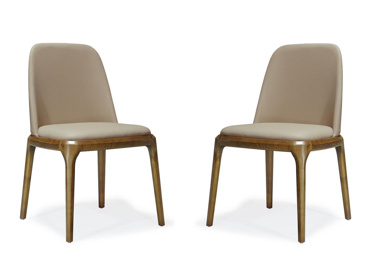 Courding Dining Chair in Tan and Walnut (set of 2) - Ornate Home