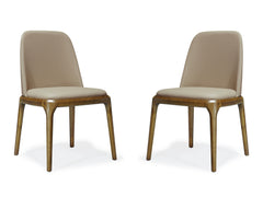 Courding Dining Chair in Tan and Walnut (set of 2) - Ornate Home