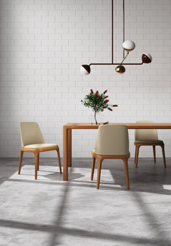 Courding Dining Chair in Tan and Walnut (set of 2) - Ornate Home