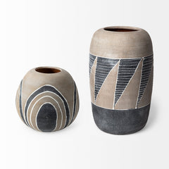 Cove Gray/Brown Ceramic Vase - Ornate Home