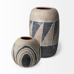 Cove Gray/Brown Ceramic Vase - Ornate Home