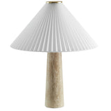 Cove Travertine Table Lamp With Pleated Shade - Ornate Home