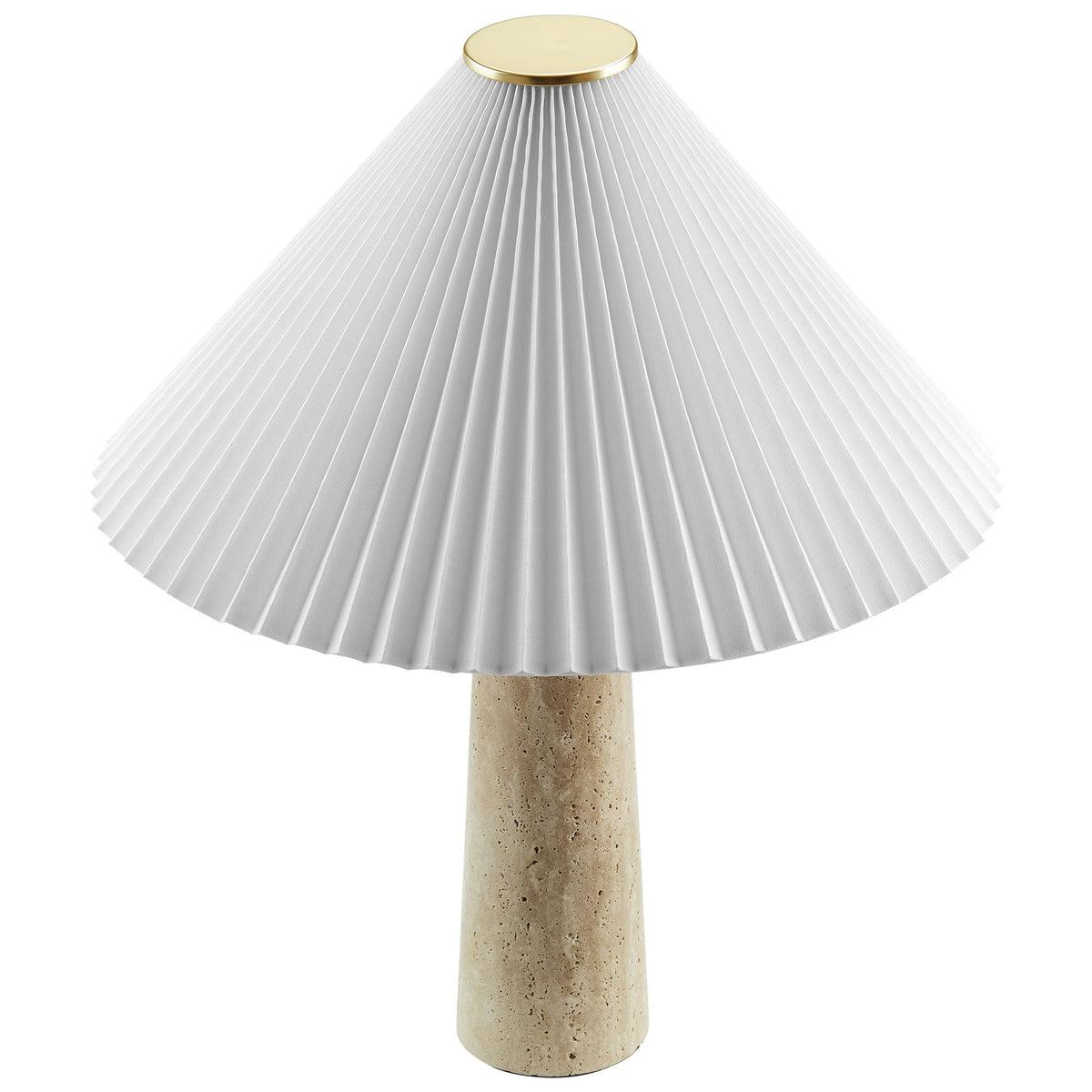 Cove Travertine Table Lamp With Pleated Shade - Ornate Home
