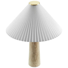 Cove Travertine Table Lamp With Pleated Shade - Ornate Home