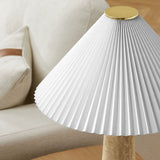 Cove Travertine Table Lamp With Pleated Shade - Ornate Home