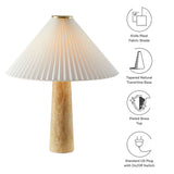 Cove Travertine Table Lamp With Pleated Shade - Ornate Home