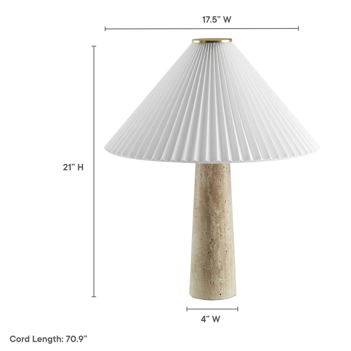 Cove Travertine Table Lamp With Pleated Shade - Ornate Home