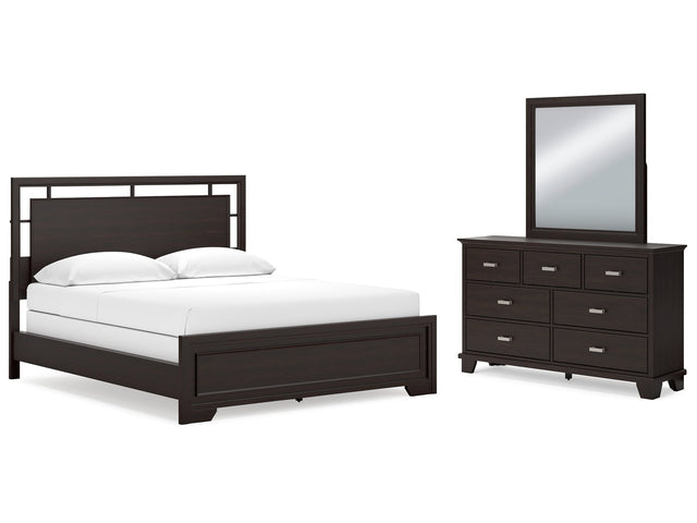 Covetown California King Panel Bedroom Set with Dresser and Mirror - Ornate Home