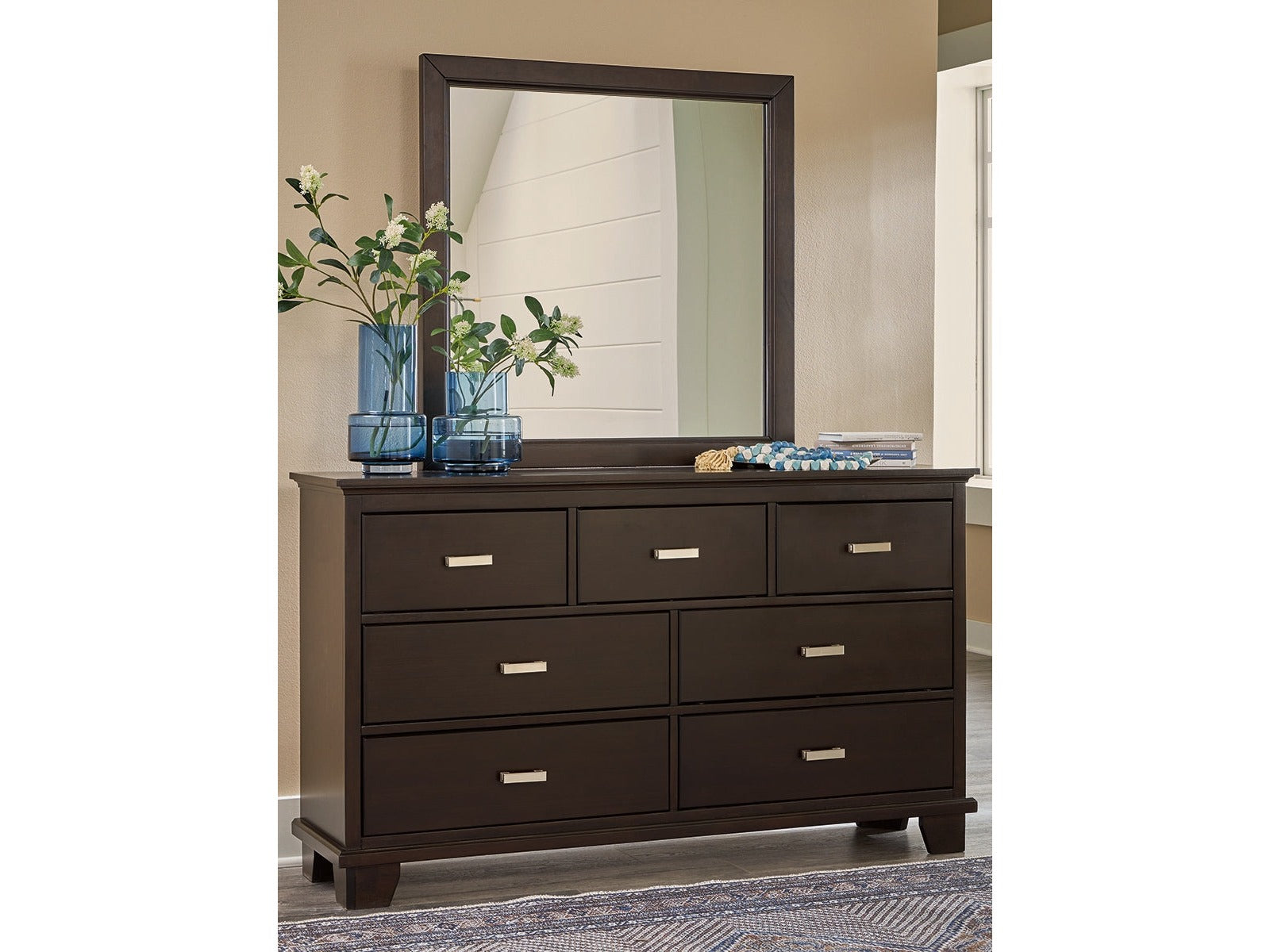 Covetown Dark Brown Dresser and Mirror - Ornate Home