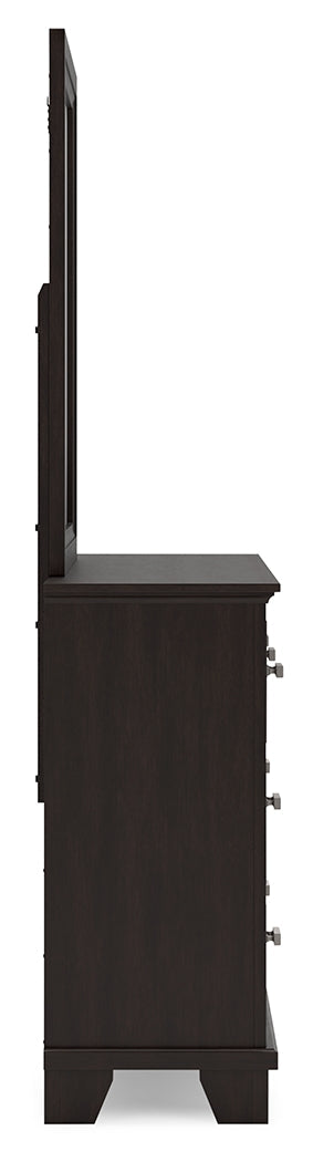Covetown Dark Brown Dresser and Mirror - Ornate Home