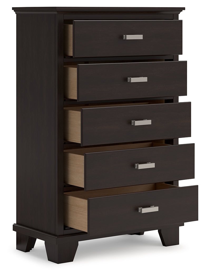 Covetown Dark Brown Full Panel Bed & Dresser & Mirror & Chest & Nightstand (Online Special Price) - Ornate Home