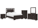 Covetown Dark Brown Full Panel Bed & Dresser & Mirror & Chest & Nightstand - Ornate Home