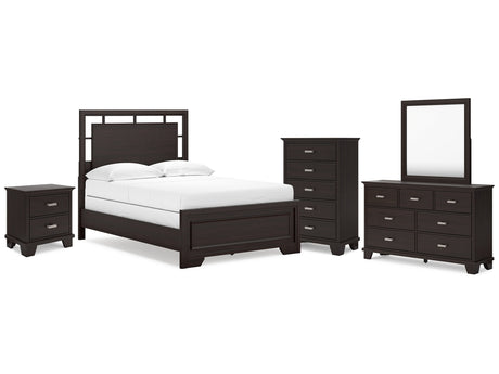 Covetown Dark Brown Full Panel Bed & Dresser & Mirror & Chest & Nightstand - Ornate Home