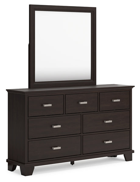 Covetown Dark Brown Full Panel Bed & Dresser & Mirror & Chest & Nightstand - Ornate Home