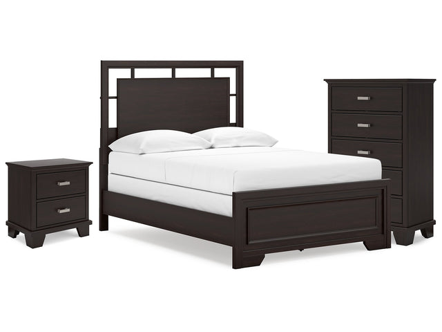 Covetown Dark Brown Full Panel Bedroom Set with Chest and Nightstand - Ornate Home