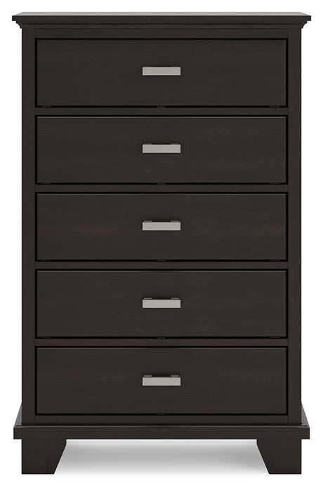 Covetown Dark Brown Full Panel Bedroom Set with Chest and Nightstand - Ornate Home