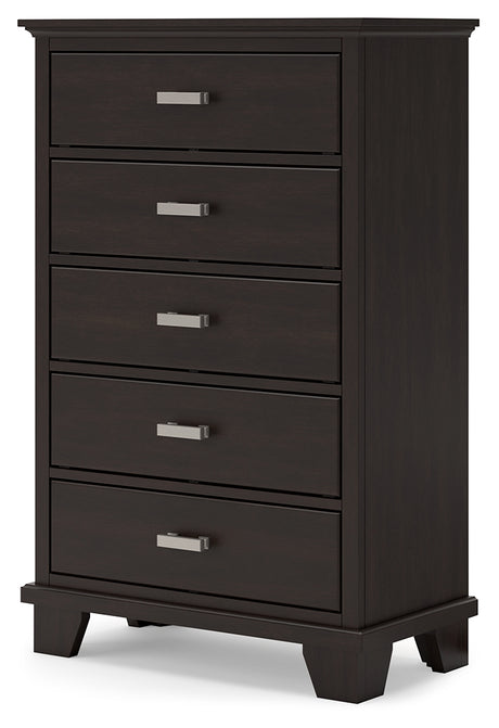 Covetown Dark Brown Full Panel Bedroom Set with Chest and Nightstand - Ornate Home